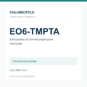 CHLUMICRYL EO6-TMPTA monomer, Ethoxylated (6) trimethylolpropane triacrylate, CAS 28961-43-5