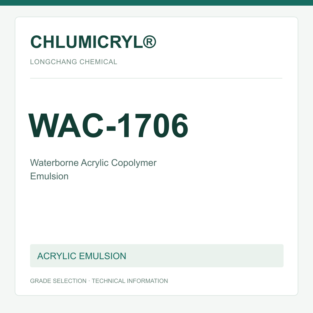 CHLUMICRYL® WAC-1706 Waterborne Acrylic Copolymer Emulsion - product identification card